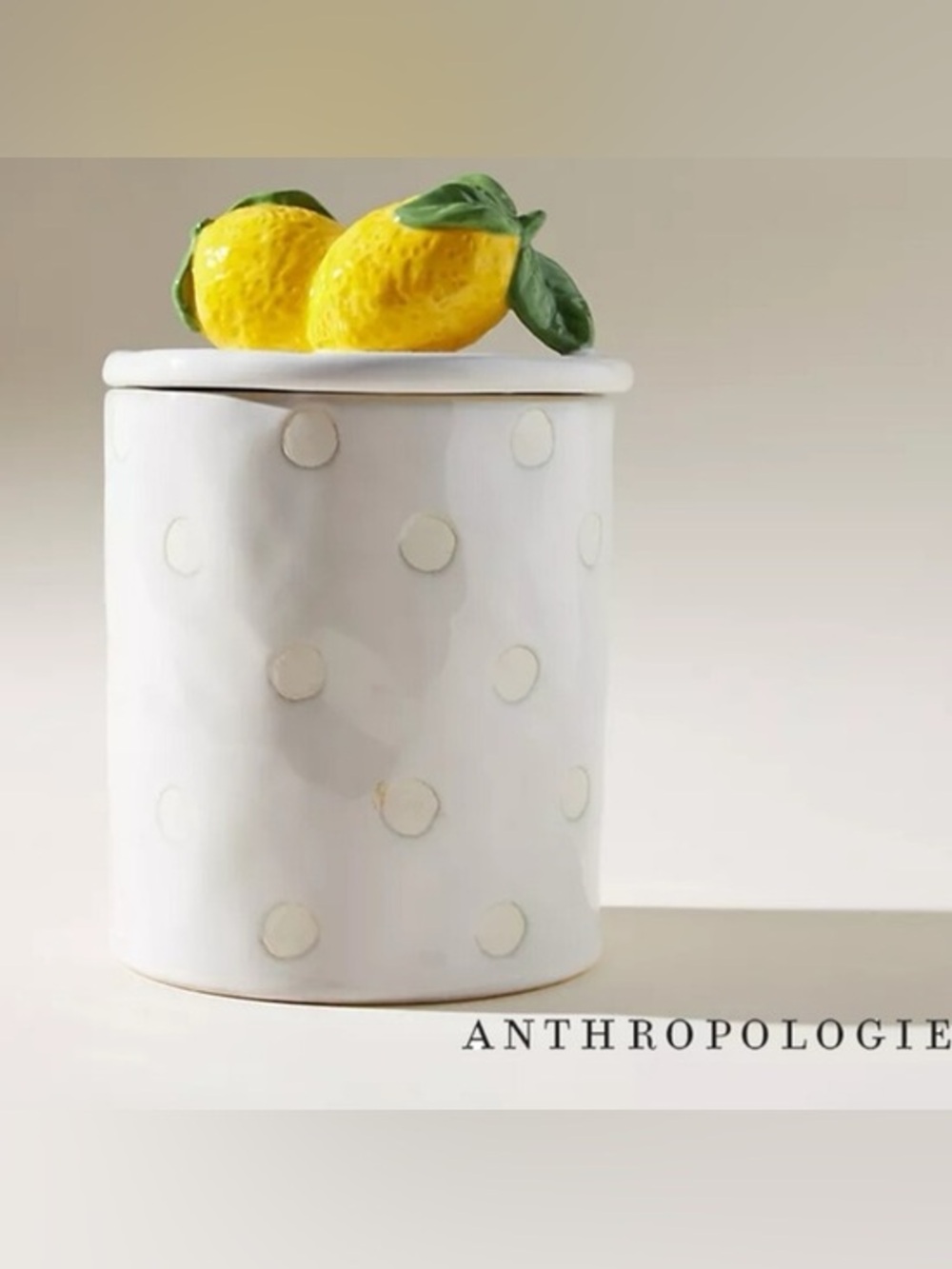Anthropologie Lemon Stoneware Canister
